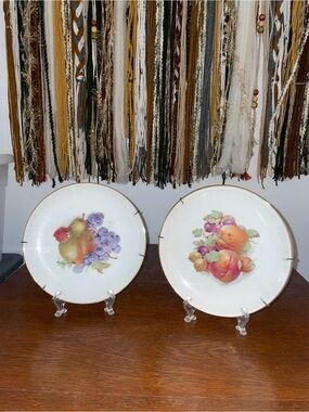 Porcelain Fruit Decorative Plate - White with Gold Trim 1930 western Germany